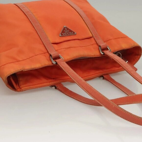 PRADA Tote Bag Nylon Orange Silver Auth - Picture 6 of 15